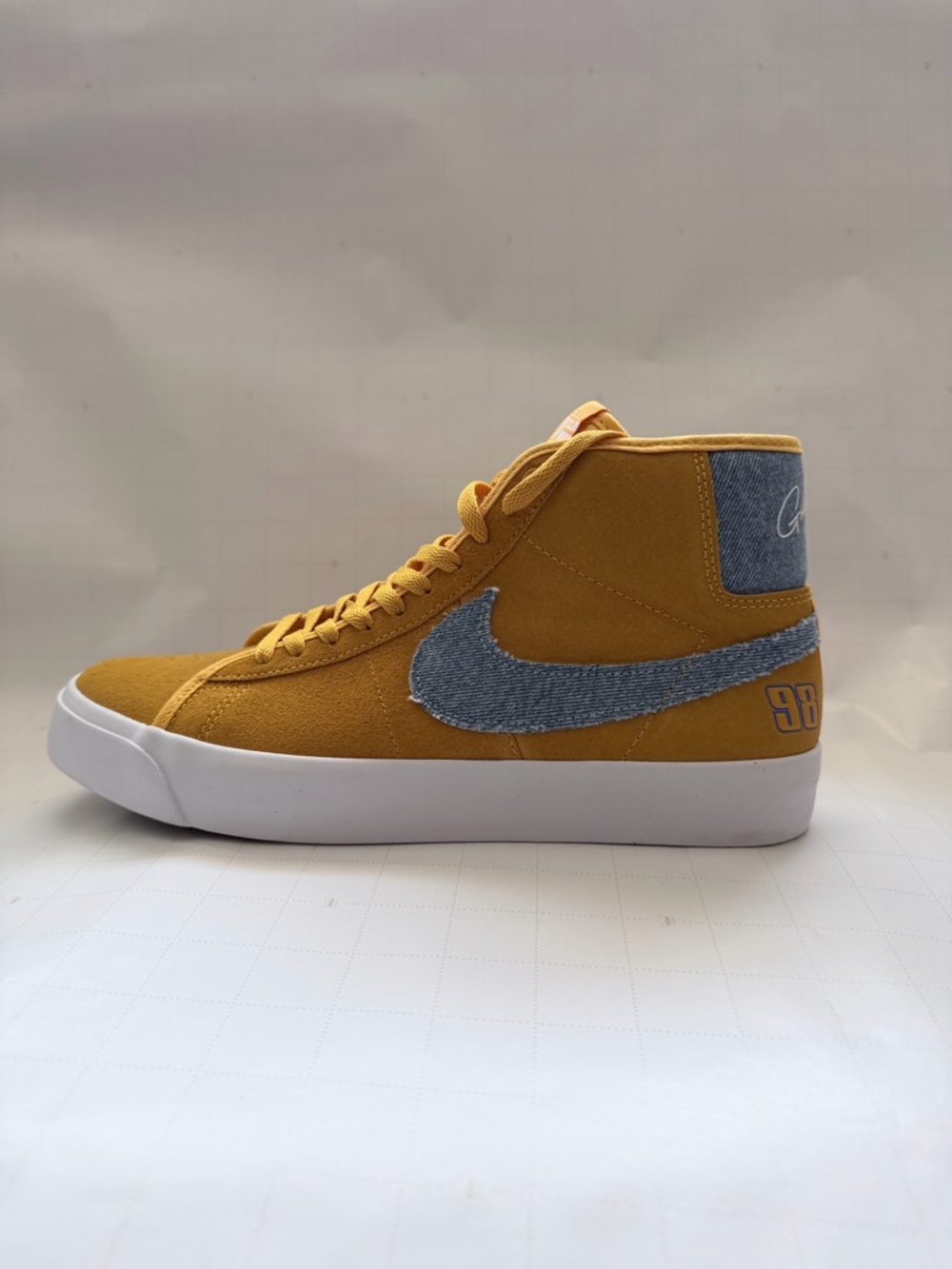 Nike Mid-Top Sneaker in Mustard with Denim Swoosh